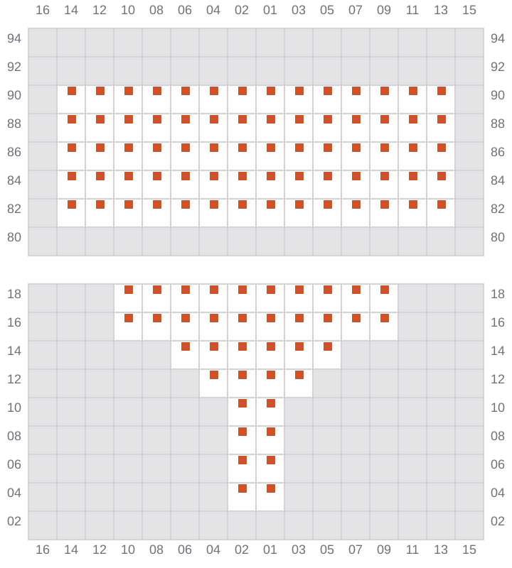 Bay 005 view and slots of MSC ORIANE