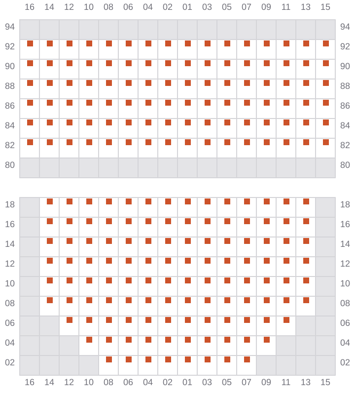 Bay 021 view and slots of MSC ORIANE