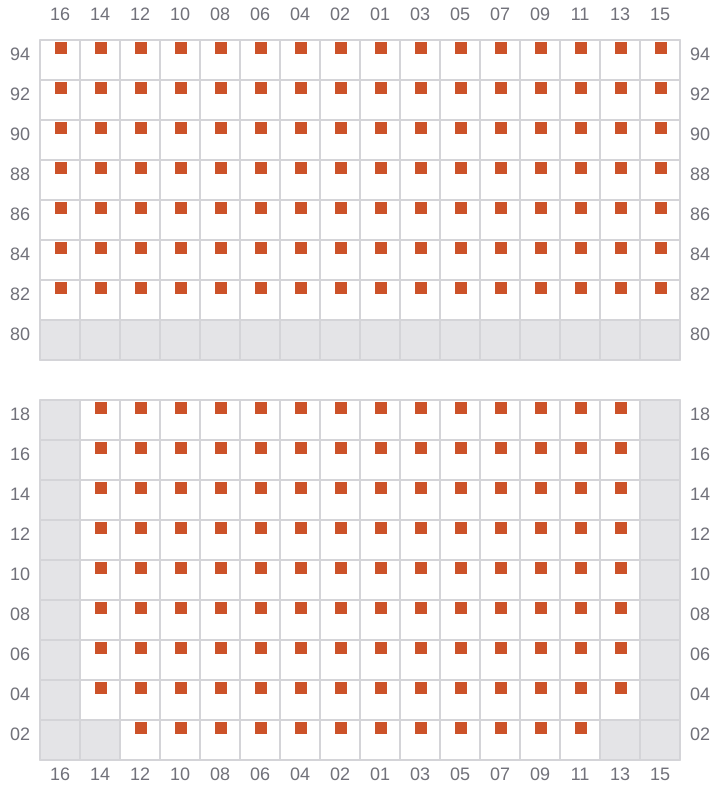 Bay 033 view and slots of MSC ORIANE