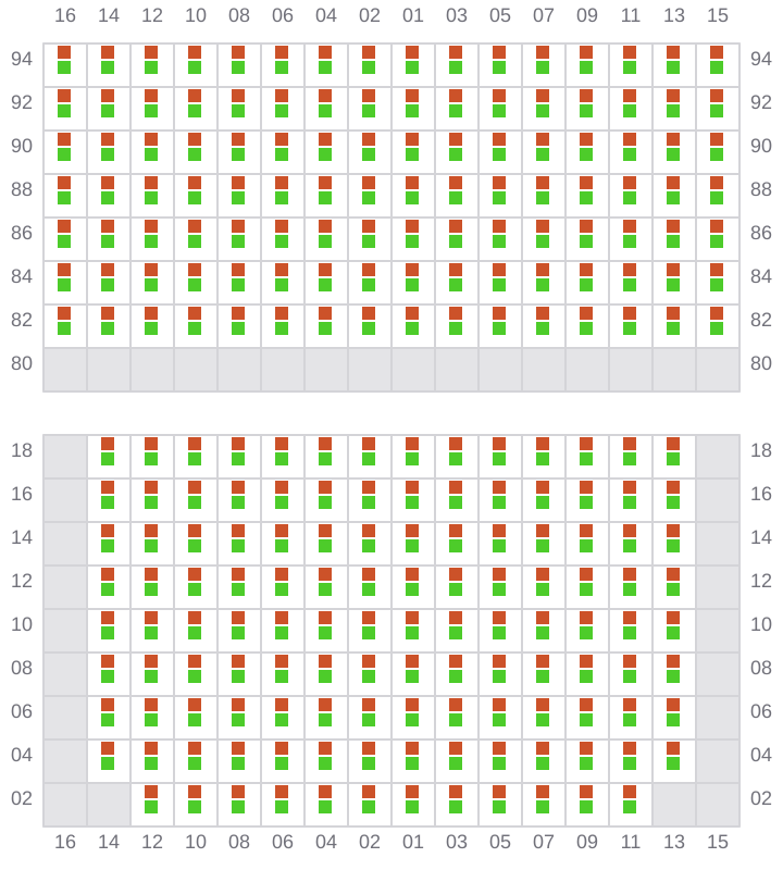 Bay 035 view and slots of MSC ORIANE
