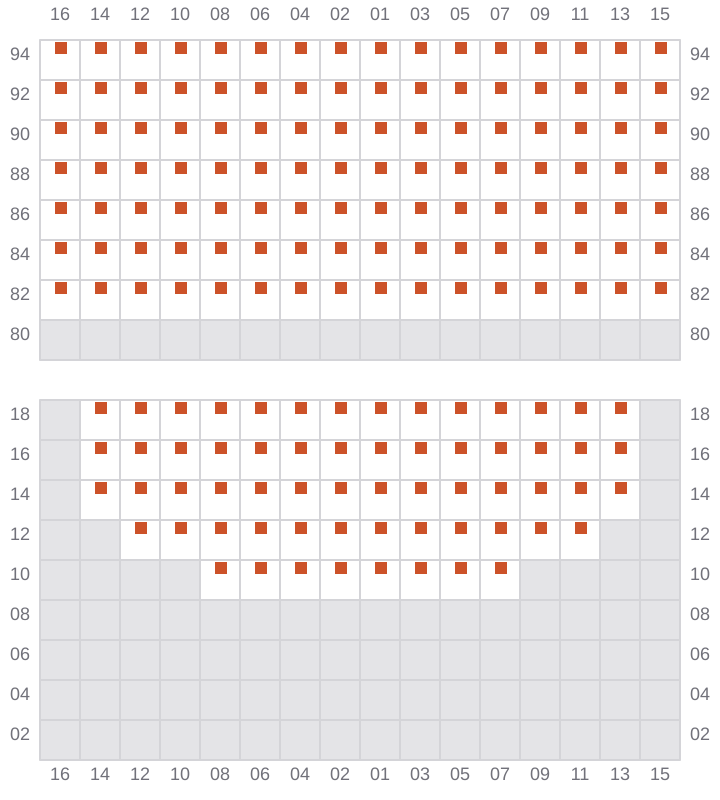 Bay 057 view and slots of MSC ORIANE