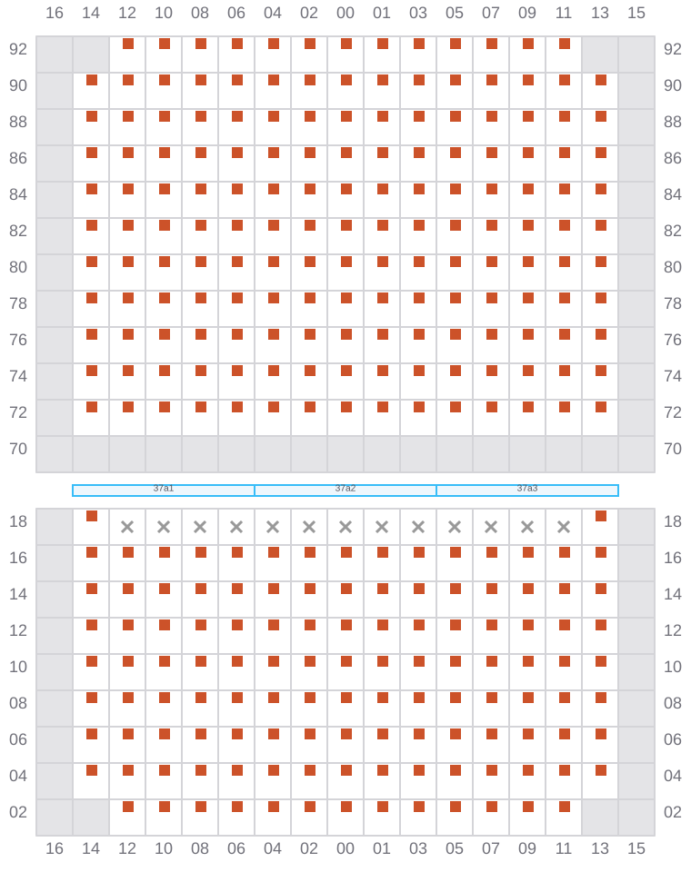 Bay 037 view and slots of MSC LE HAVRE