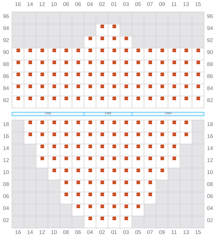 Bay 015 view and slots of MAERSK SERANGOON