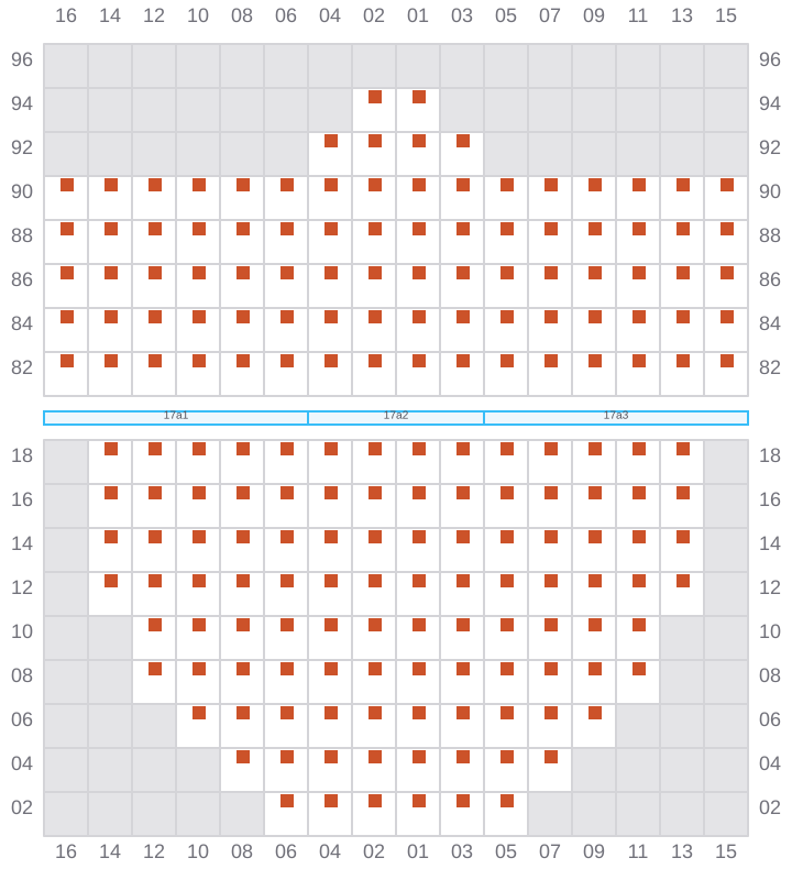 Bay 019 view and slots of MAERSK SERANGOON