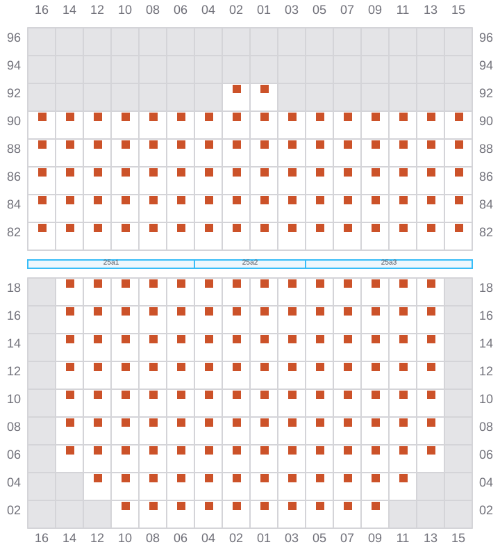 Bay 027 view and slots of MAERSK SERANGOON
