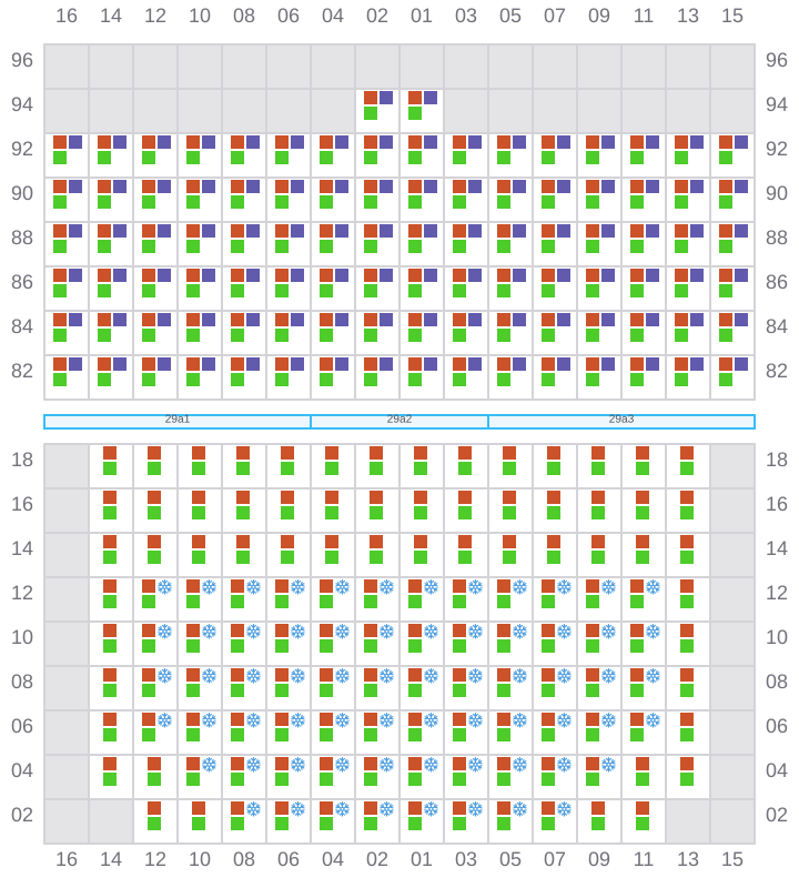 Bay 029 view and slots of MAERSK SERANGOON