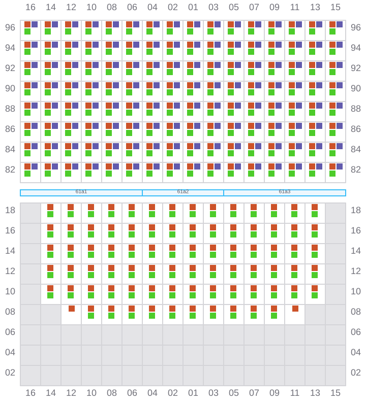 Bay 061 view and slots of MAERSK SERANGOON