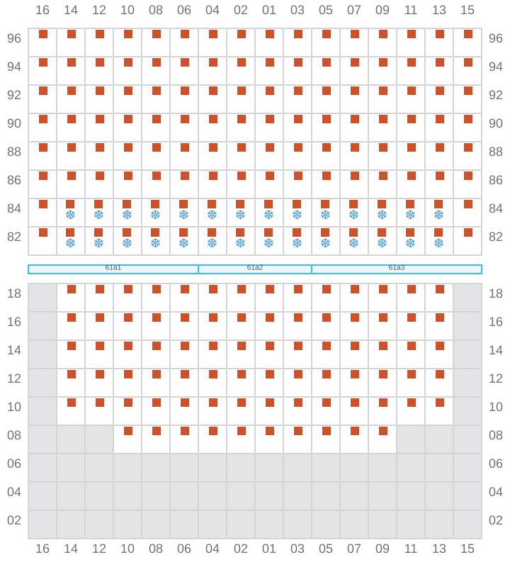 Bay 063 view and slots of MAERSK SERANGOON