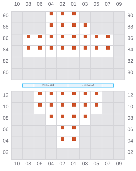 Bay 003 view and slots of ALEXANDER MAERSK