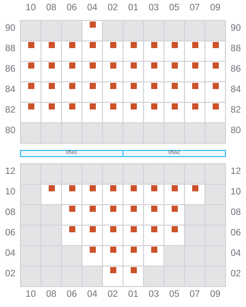 Bay 007 view and slots of ALEXANDER MAERSK