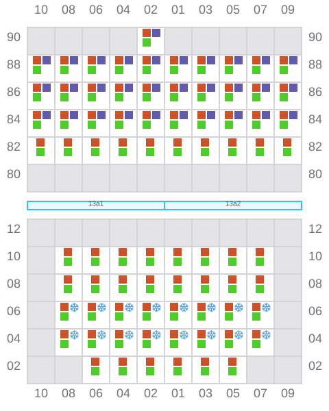 Bay 013 view and slots of ALEXANDER MAERSK