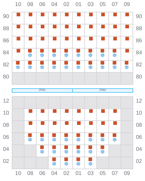 Bay 027 view and slots of ALEXANDER MAERSK