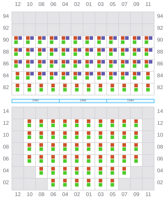 Bay 013 view and slots of CMA CGM MOMBASA