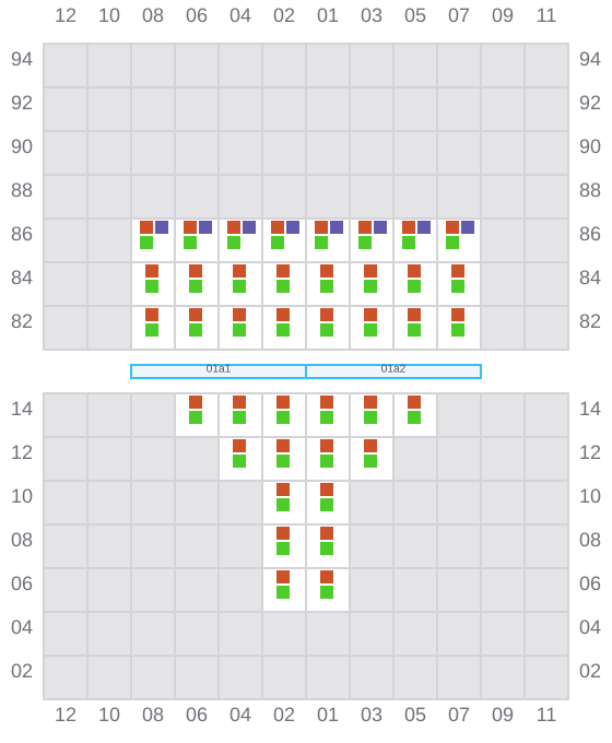 Bay 001 view and slots of CMA CGM GUARANI