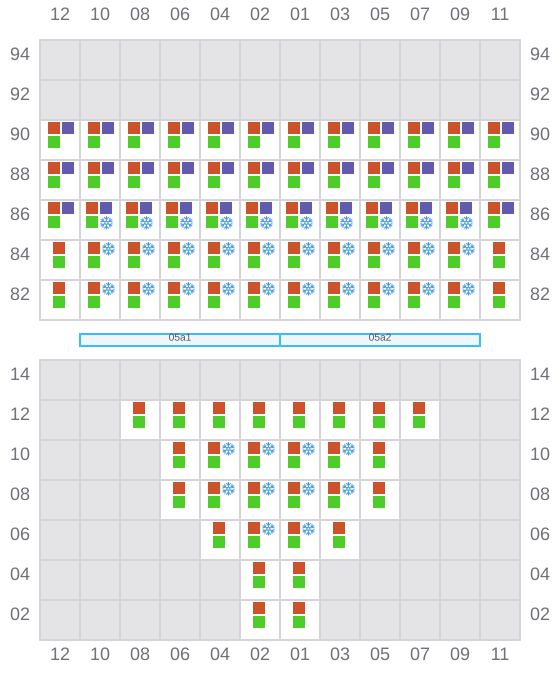 Bay 005 view and slots of CMA CGM GUARANI