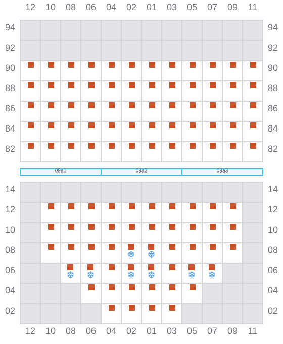 Bay 011 view and slots of CMA CGM GUARANI