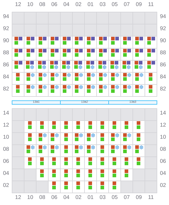 Bay 013 view and slots of CMA CGM GUARANI