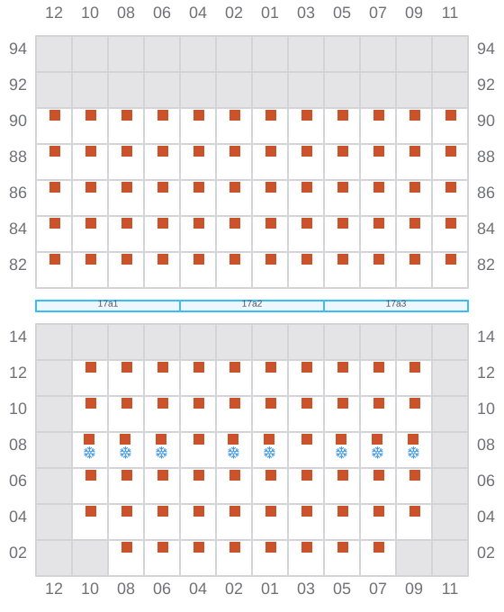 Bay 019 view and slots of CMA CGM GUARANI
