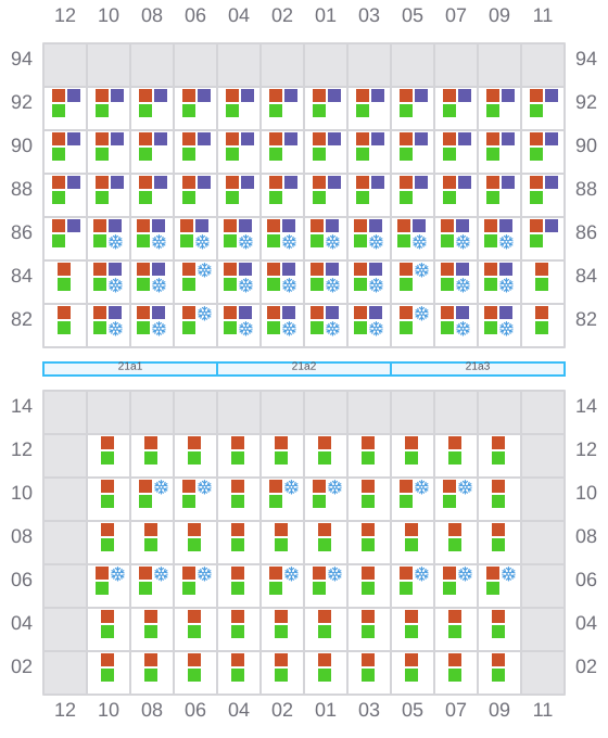 Bay 021 view and slots of CMA CGM GUARANI