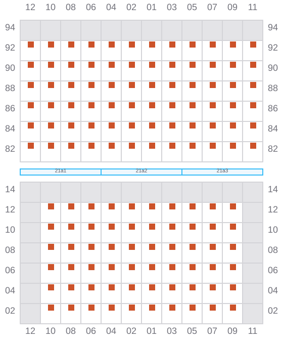 Bay 023 view and slots of CMA CGM GUARANI