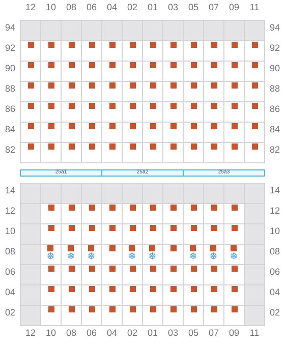 Bay 027 view and slots of CMA CGM GUARANI