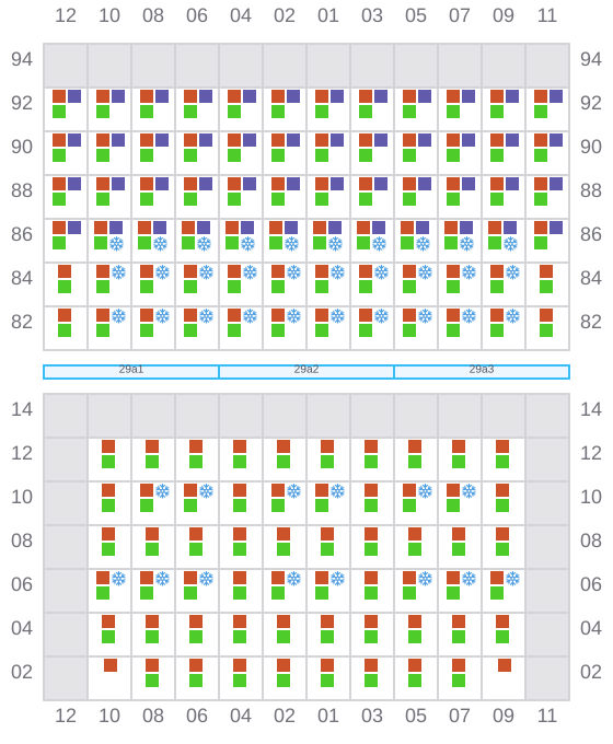 Bay 029 view and slots of CMA CGM GUARANI