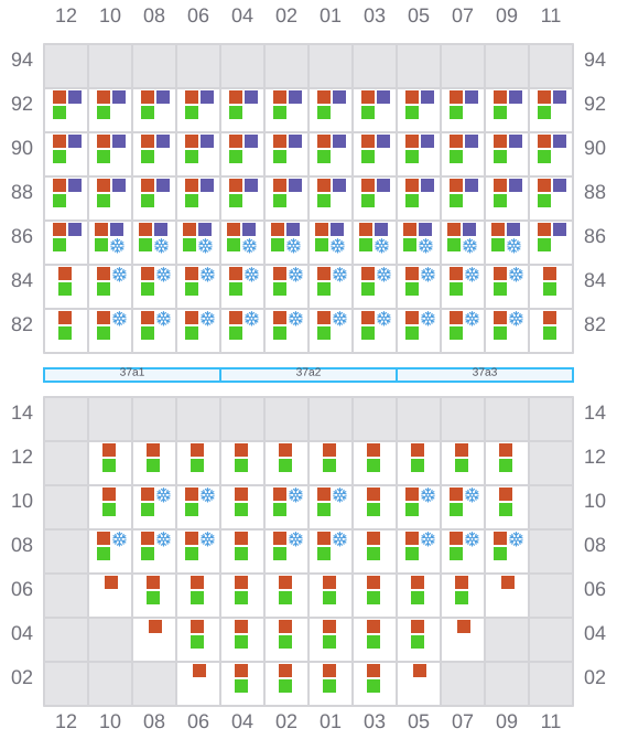 Bay 037 view and slots of CMA CGM GUARANI