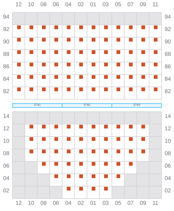 Bay 039 view and slots of CMA CGM GUARANI