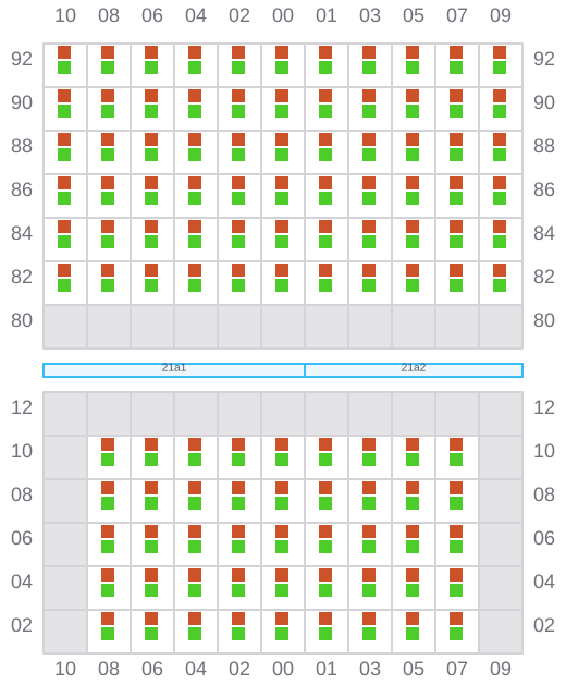 Bay 021 view and slots of CMA CGM HOMERE