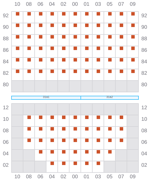 Bay 031 view and slots of CMA CGM HOMERE