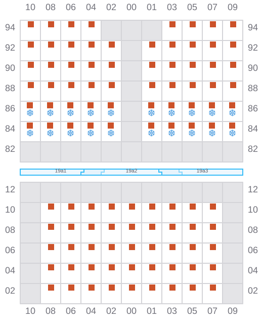 Bay 021 view and slots of HE JIN