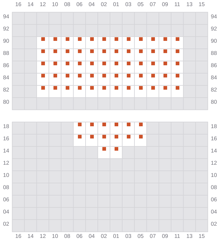 Bay 001 view and slots of MSC FIAMMETTA
