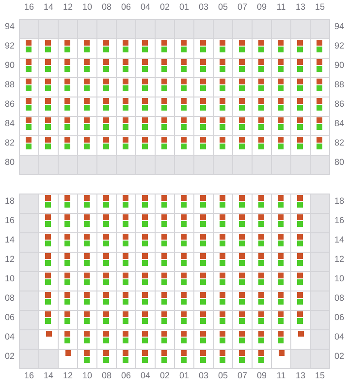 Bay 027 view and slots of MSC FIAMMETTA
