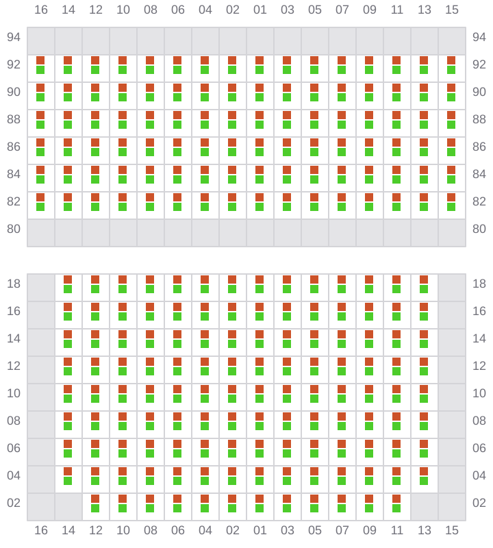 Bay 031 view and slots of MSC FIAMMETTA