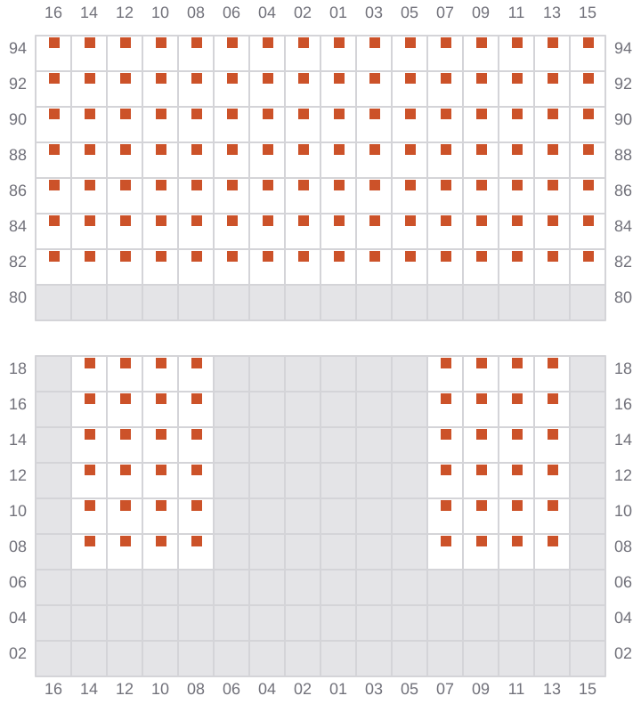 Bay 045 view and slots of MSC FIAMMETTA