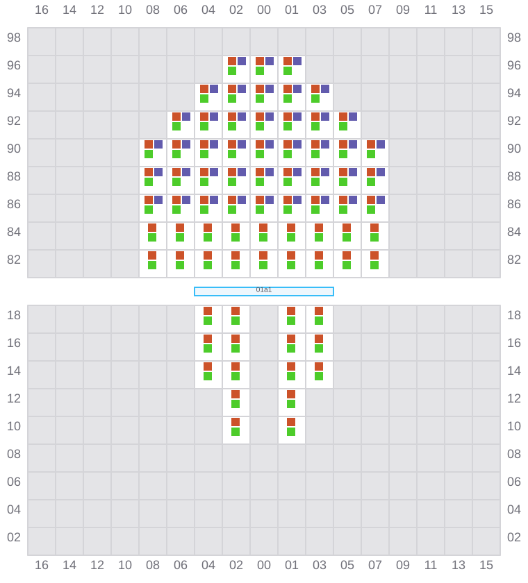 Bay 001 view and slots of CLEMENTINE MAERSK