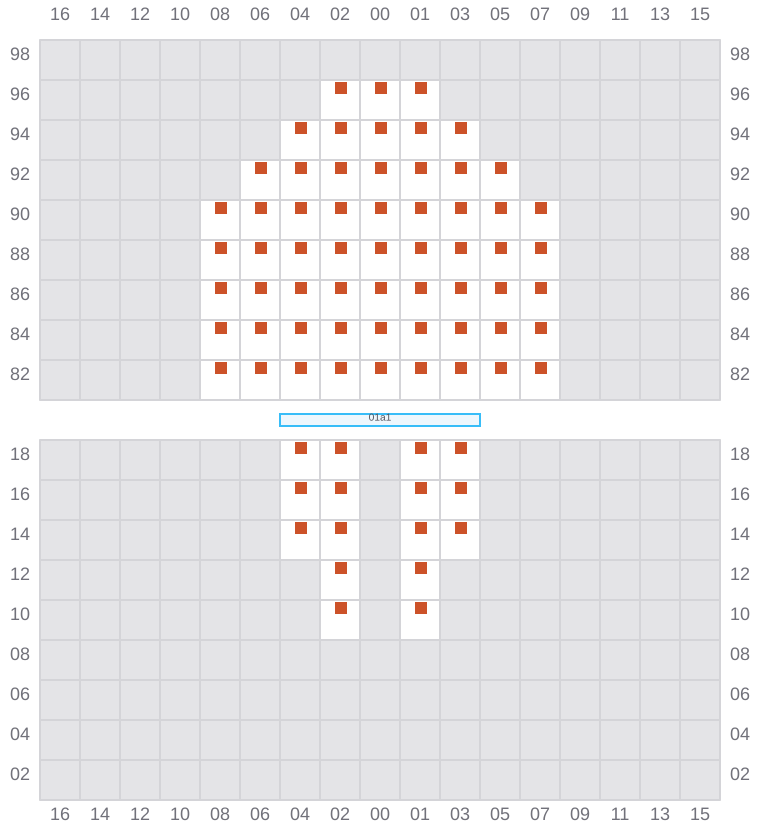 Bay 003 view and slots of CLEMENTINE MAERSK