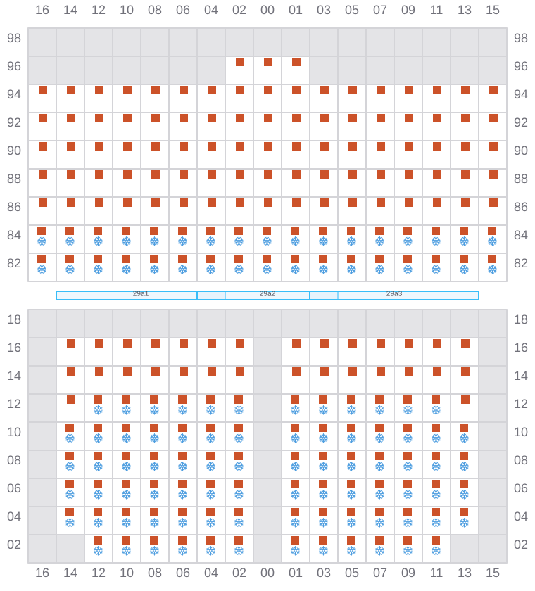 Bay 031 view and slots of CLEMENTINE MAERSK