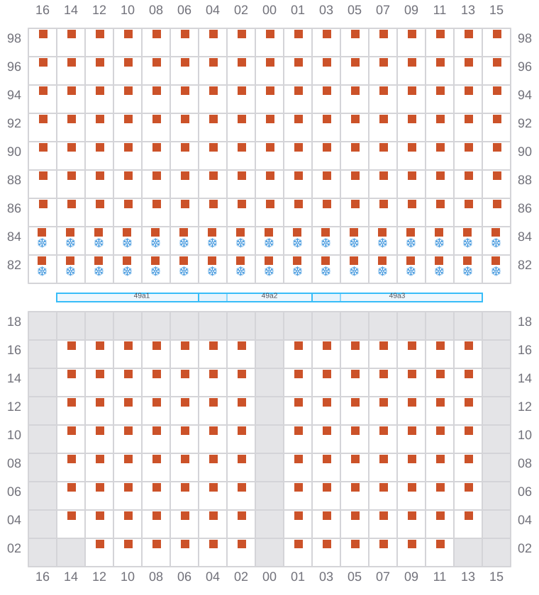 Bay 051 view and slots of CLEMENTINE MAERSK