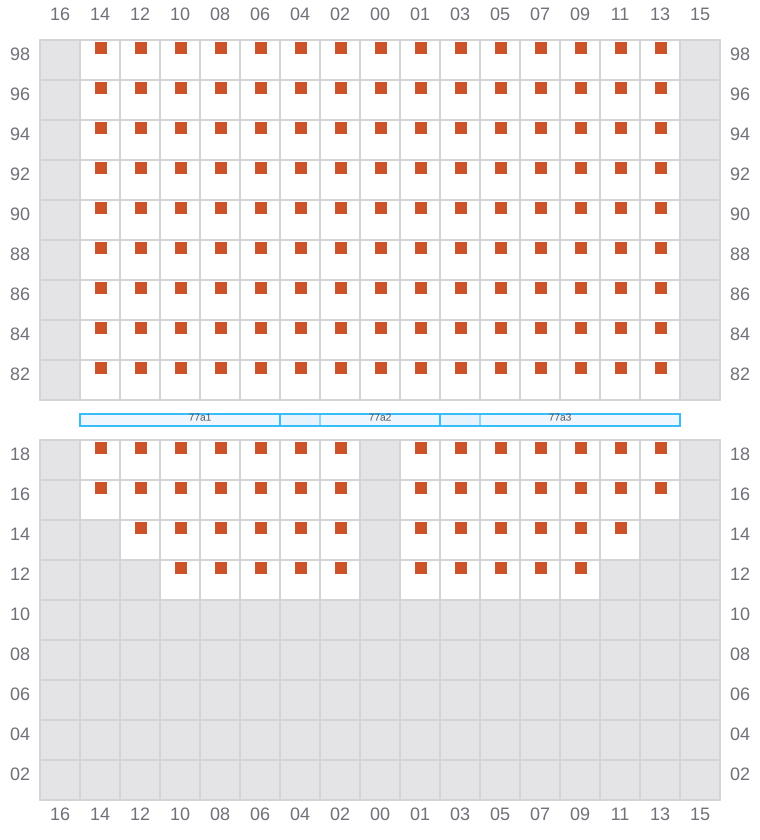 Bay 079 view and slots of CLEMENTINE MAERSK