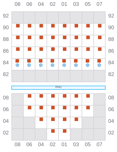 Bay 007 view and slots of ATLANTIC EAST