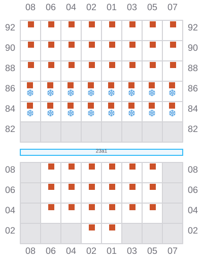 Bay 025 view and slots of ATLANTIC EAST