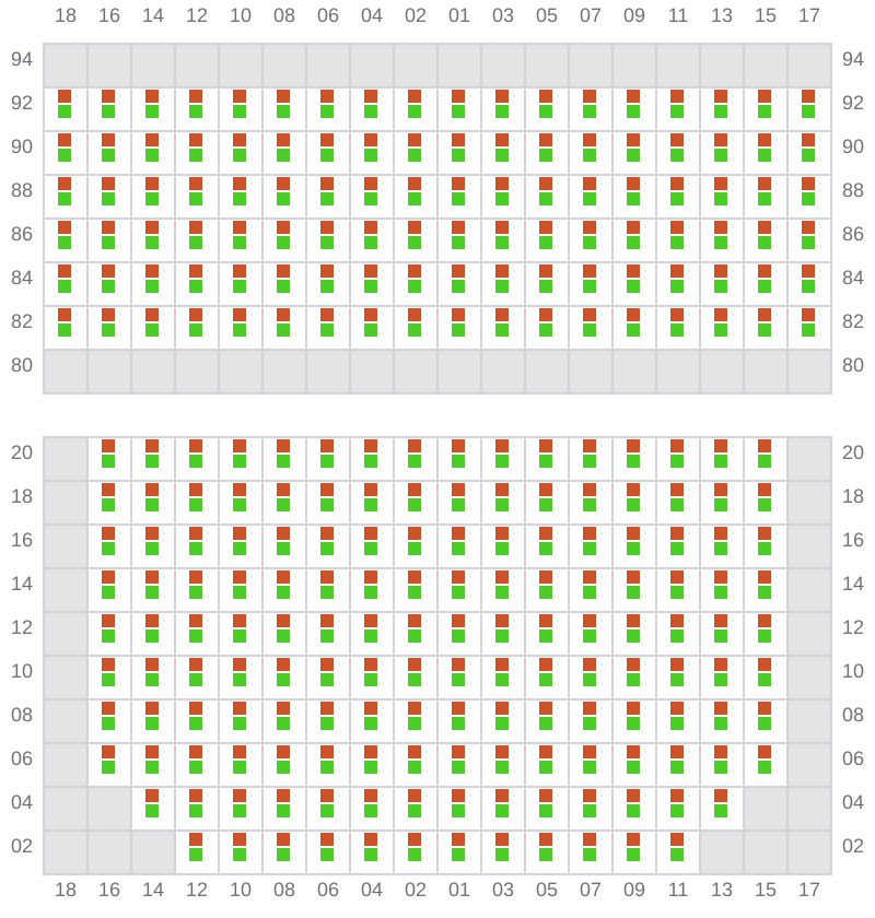Bay 031 view and slots of MSC MARIA ELENA