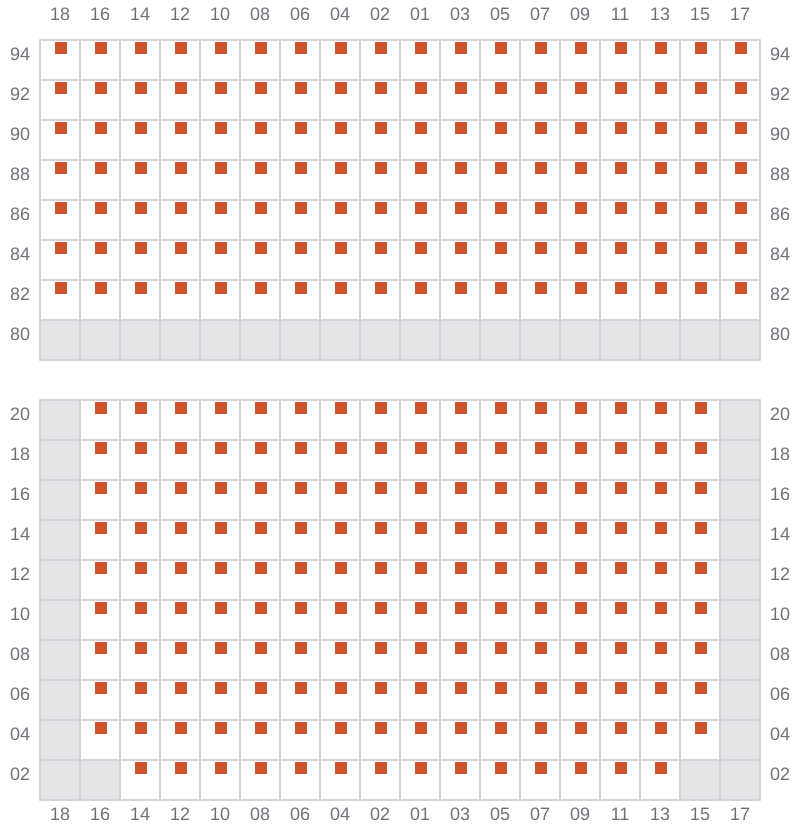 Bay 045 view and slots of MSC MARIA ELENA