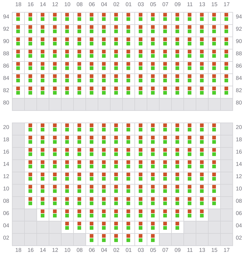 Bay 063 view and slots of MSC MARIA ELENA