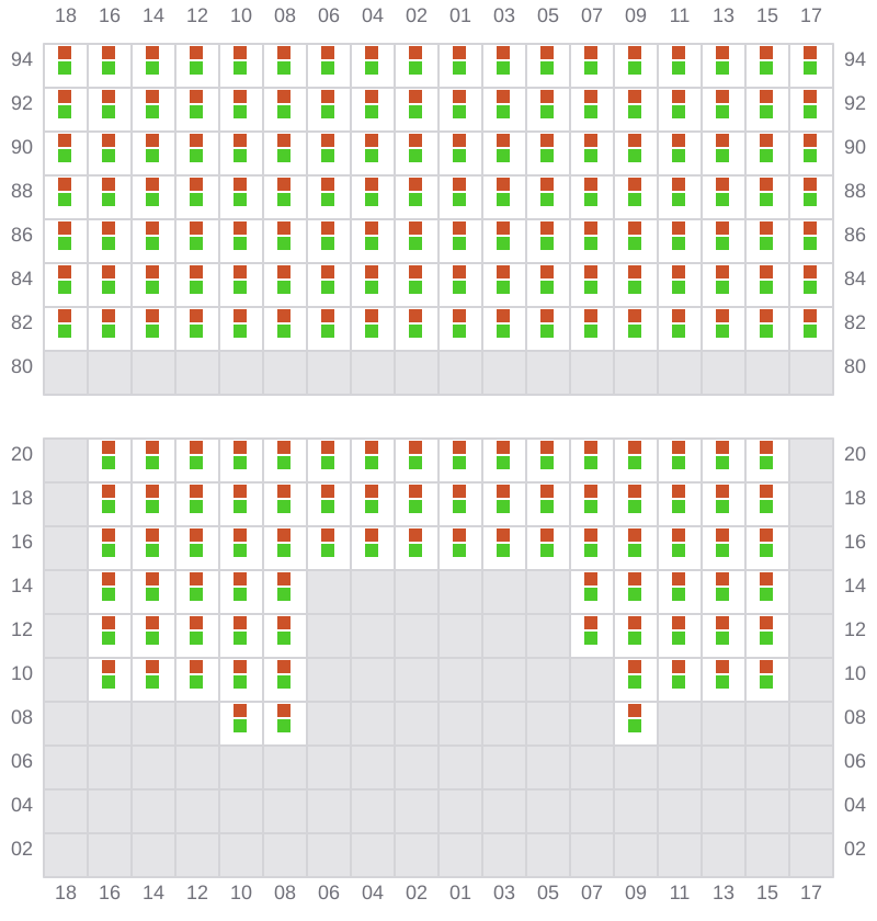 Bay 067 view and slots of MSC MARIA ELENA