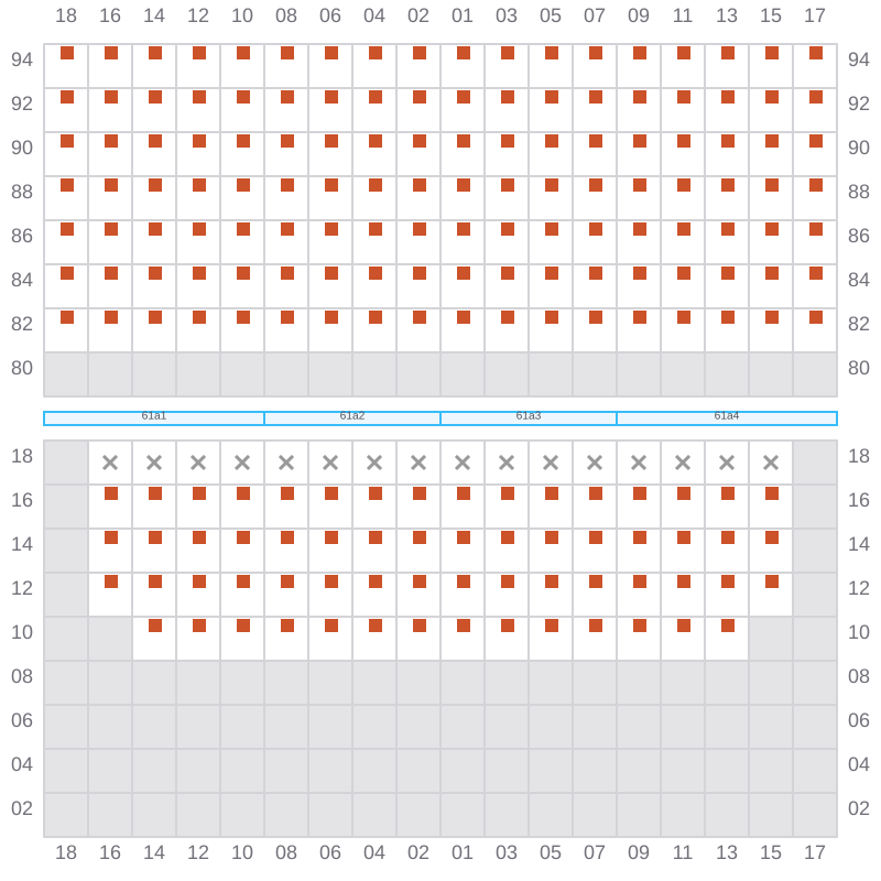 Bay 061 view and slots of APL ANTWERP