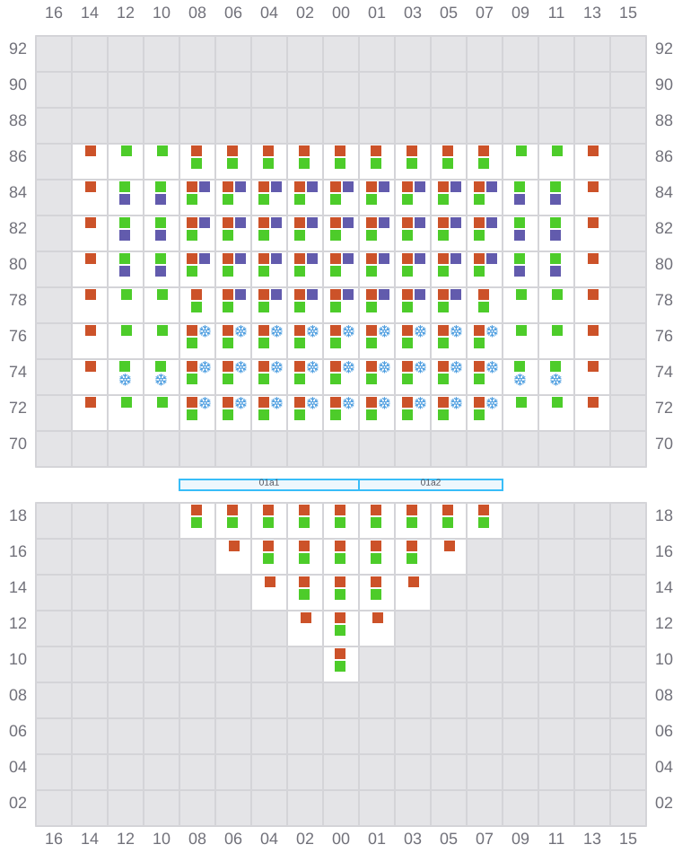 Bay 003 view and slots of MSC CALAIS