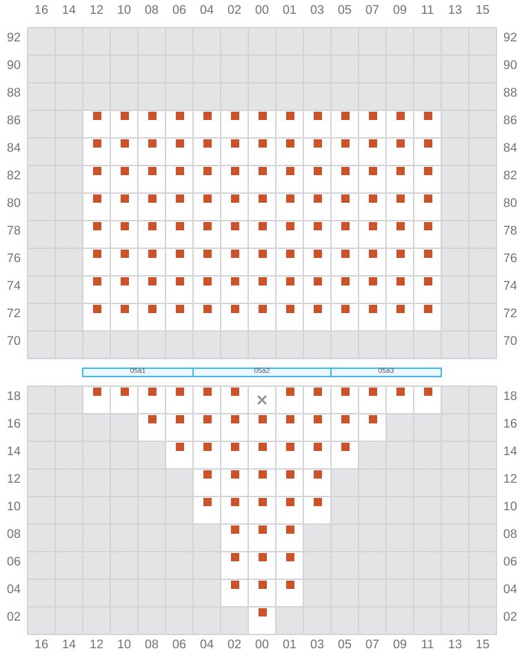 Bay 005 view and slots of MSC CALAIS