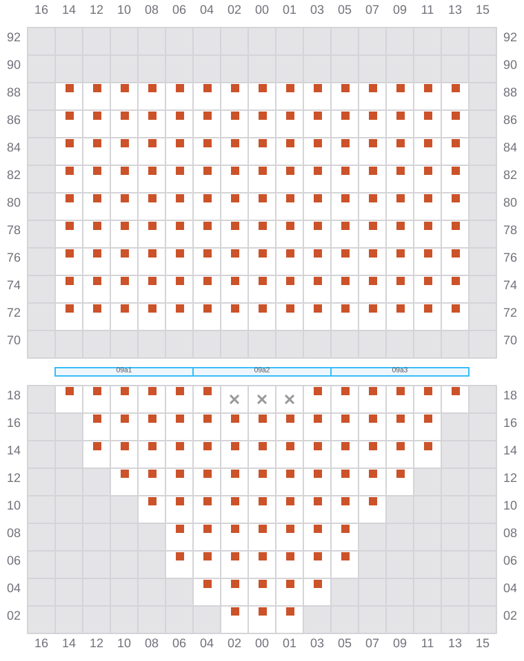 Bay 009 view and slots of MSC CALAIS